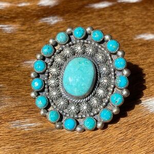 Sterling Silver & Turquoise Shield Ring by Myron Etsitty